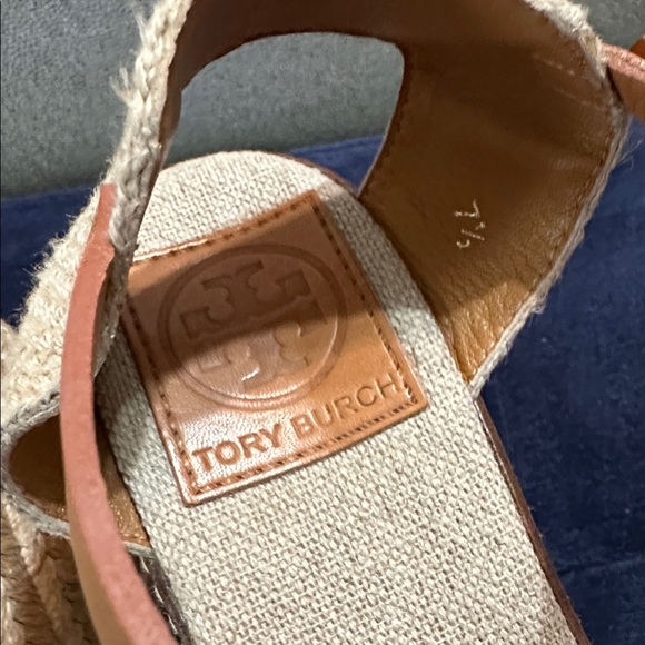 Tory Burch Macy Espadrille Wedge Sandals Linen Beige Women’s 7.5B Made in Spain - Picture 7 of 14